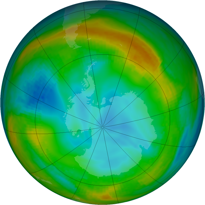 Antarctic ozone map for 23 July 1982